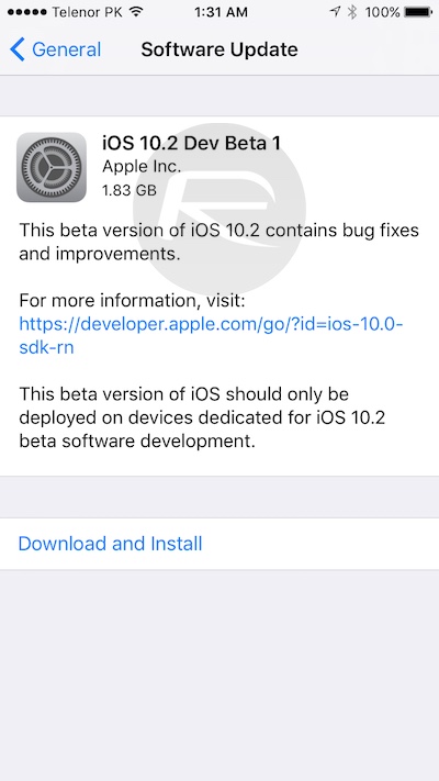 iOS 10.2 beta 1