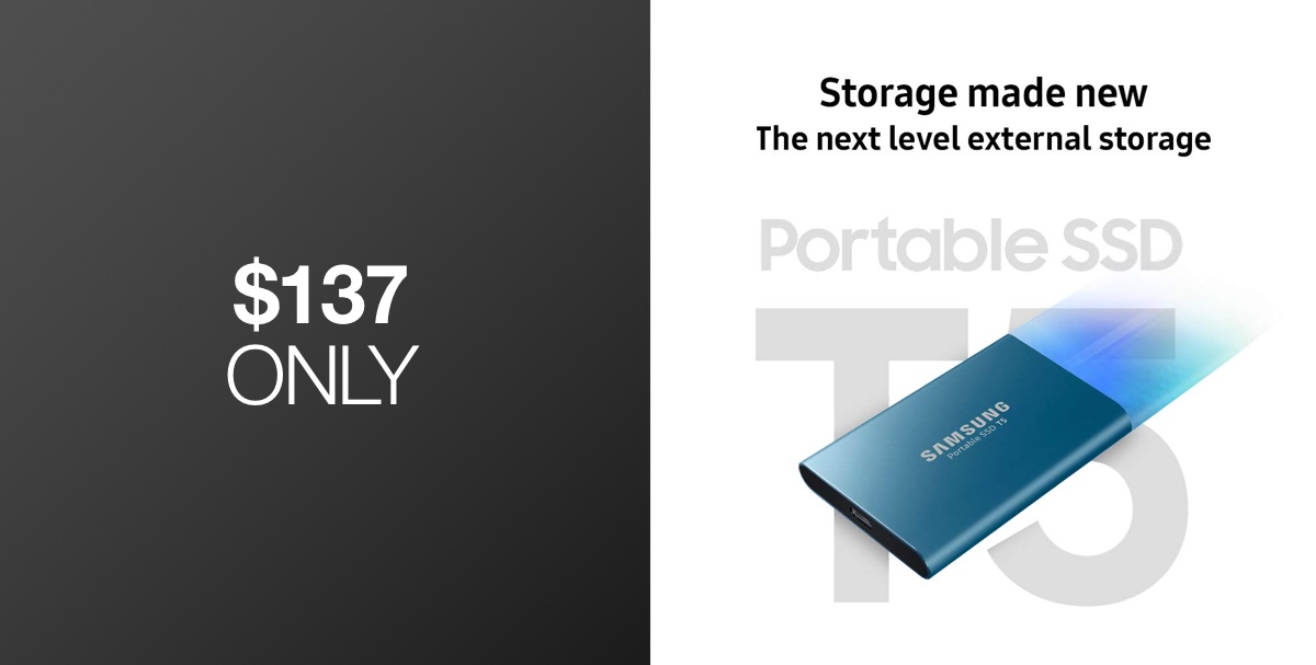 1tb Samsung T5 Portable Ssd Discounted To 137 99 Just For Black Friday Week Originally 250 Redmond Pie